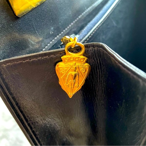 GUCCI Rare! Top Handle leather large Vintage Bag - Picture 7 of 12